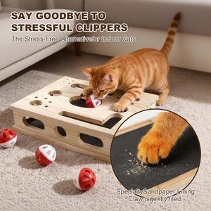 LYP Brand <b>Cat</b>-1 Model Educational High-quality Wood Nail File <b>Box</b> with Sandpaper Stress-Free Interactive Toy for Indoor <b>Cats</b> - Product Image 3