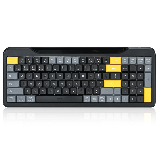 Backlit 3 Mode Mechanical Keyboard 2.4G/BT/Wired Rechargeable Wireless Keyboard with Phone Holder for Win Laptop PC Desktop