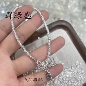 Pulsera de Plata de Ley S925 con Diseño de Espina de Pescado y Cuentas Irregulares para Creación de Joyería DIY - Product Image 3