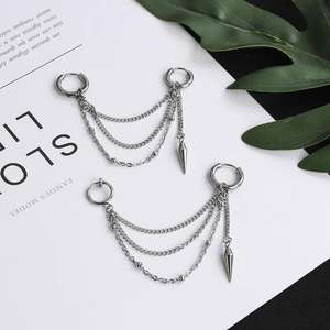 Clip-On Earrings Tibetan Silver <b>Cross</b> <b>Chain</b> Dangle Unisex Studs For Non-Pierced Ears 2020 Style - Product Image 4