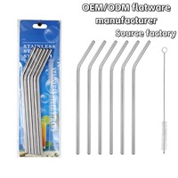 Pailles à boire en métal Dingyong OEM/ODM, accessoires de bar, écologiques, réutilisables, antidérapantes, lavables, certifiées Lfgb, style simple