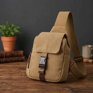 Sac bandoulière vintage en toile avec fermeture à boucle, petit sac messager pour homme pour usage quotidien - Product Image 3