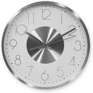 Horloges murales fantaisie en aluminium à la mode de luxe en métal de 12 pouces <span class=keywords><strong>horloge</strong></span> murale ronde personnalisée moderne Simple silencieuse noire épissage or - Product Image 6