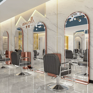 Espejo de Salón de Belleza de Una o Dos Caras con Luces LED, Espejo de Pie Estilo Barbería para Peluquería - Product Image 6