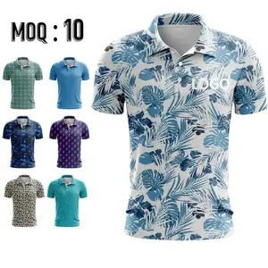 Custom Logo Sublimation Golf T-shirt Moisture Wicking Button Polo Shirt Quick Dry Mens Golf Polo Shirts