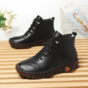 Chaussures pour femmes faites à la main, décontractées, polyvalentes, à semelle souple, grande taille, montantes, plates, en microfibre simple couche, couleur bœuf - Product Image 4