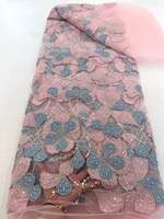 Tissu de dentelle africaine perlée à paillettes pour robe