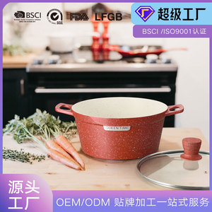 Queen Time Red Speckled Non-Stick Cookware <b>Set</b> With Lids 5-Piece Soup Stew <b>Pots</b> - Product Image 5