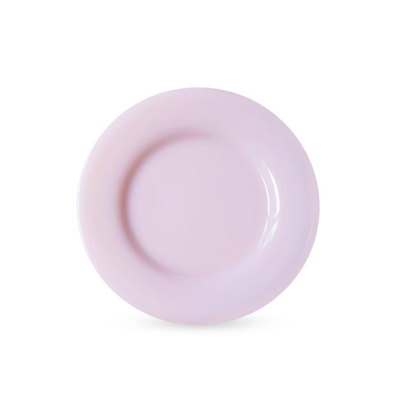 plato de vidrio rosa de 7 pulgadas