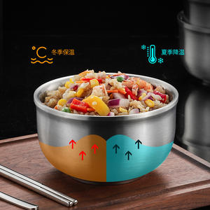 Tazón de Acero Inoxidable 304 Golden Goblet, Doble Pared, Aislado, Tamaño Mediano, para Comida de Hotel, Uso Adulto - Product Image 3