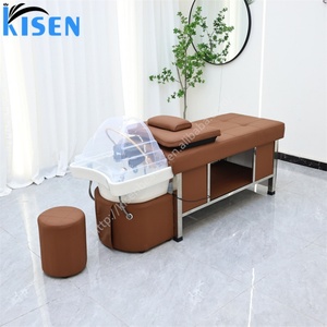 Kisen Luxury Shampoo <b>Bed</b> for Head Spa Experience Includes Water Circulation LED Therapy Steam Customizable PU Leather - Product Image 5