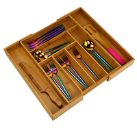 Tiroir à couverts extensible organisateur de couverts réglable personnalisé en bois de bambou organisateur d'argenterie pour cuisine bureau maquillage tiroirs de bureau
