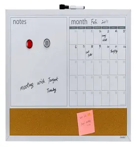 Plastic Aluminum Frame Magnetic Dry-Erase Writing Board And Push Pin Cork Combo Board For Office Planning Memo