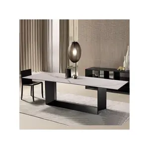 Groothandel Elegante Marmeren Granieten Eettafel En Stoel Set Up Fancy Dinning Room Luxe Luxe Diner Set Voor 4 6 8 10 Personen