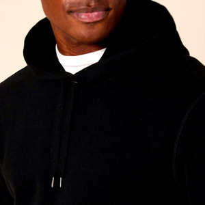 Sweat-shirt à capuche en molleton noir pour homme avec poche avant, coupe classique, décontracté pour l'hiver - Product Image 3