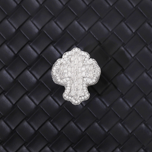 Diseño de moda <span class=keywords><strong>el</strong></span> anillo <span class=keywords><strong>cruzado</strong></span> de las Cruzadas 925 plata esterlina baguette moissanite chapado en oro anillos cubanos joyería de los hombres - Product Image 4