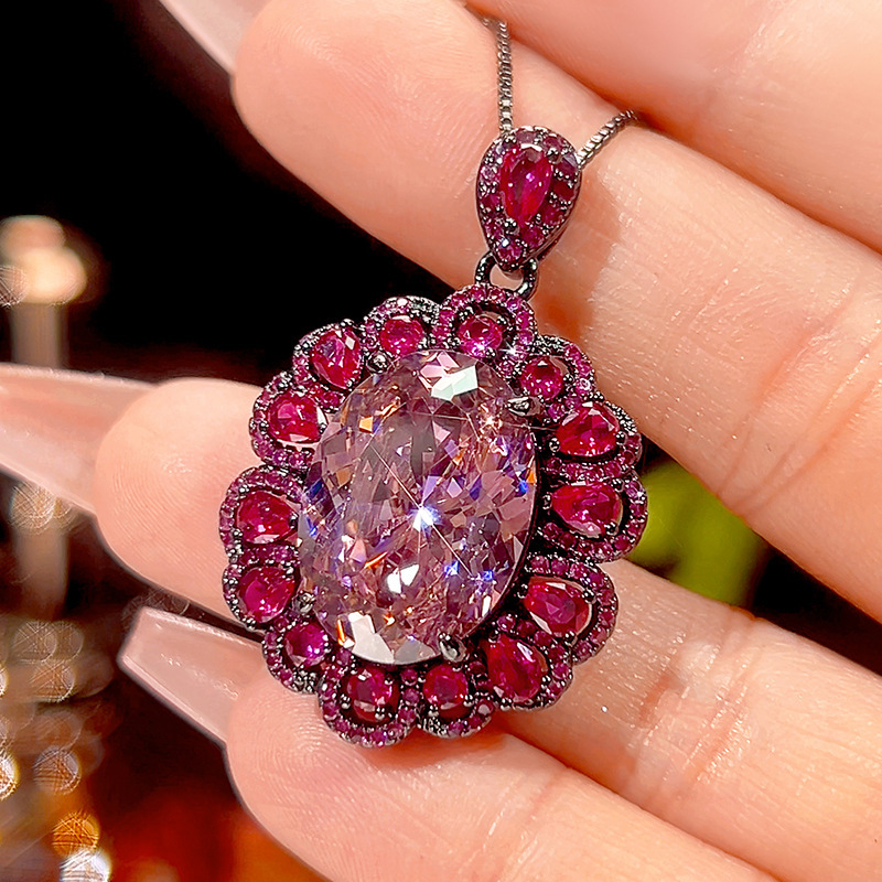 Black gold dried rose pendant with chain