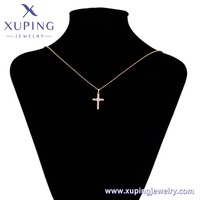 X000716910 Bijoux XUPING Plaqué Or 18K Zircone Cubique Synthétique Sertie de Pierres Grand Pendentif Croix à la Mode