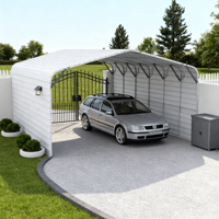 [Stock US] Garage métallique 20 x 30 pieds, robuste, thermolaqué, abri de voiture étanche avec toit en pente, livraison rapide depuis les États-Unis, MOQ 1 unité