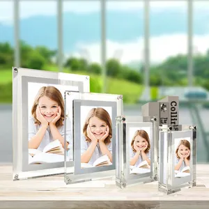 OEM 4 inch Small Digital Photo Frame Acrylic Battery Support Automatically Play Video Picture Frame