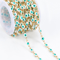 Cadena de eslabones de acero inoxidable con baño de oro PVD de 18K, diseño de ojo turco, cadena de cable de pez para pulseras, collares y accesorios de joyería DIY al por mayor