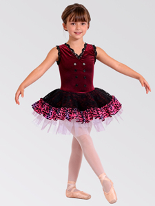 Trajes <span class=keywords><strong>de</strong></span> Ballet <span class=keywords><strong>de</strong></span> Tul con Encaje Negro y Estampado <span class=keywords><strong>de</strong></span> Terciopelo Borgoña, Nuevos Diseños <span class=keywords><strong>de</strong></span> Anna Shi - Product Image 2