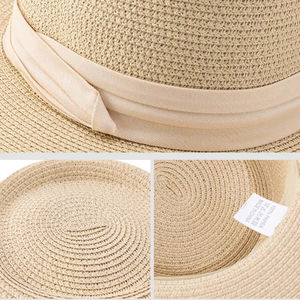 Sombrero de Paja Tejido al por Mayor, Unisex, Plano, para Verano, Aire Libre, Playa, Viajes, Tamaño Pequeño - Product Image 4