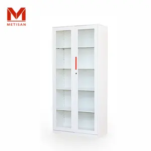 Made In China Steel Filing Cabinet With Glass 2 Doors Office Storage Cabinet Customized Steel Filing Cabinet With 4 Shelves