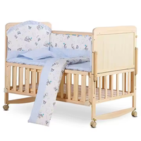 Grand Lit en Bois Massif de Pin avec Moustiquaire Meuble Bébé Produit pour Enfant Berceau Nouveau-né
