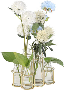 Hot Sale Flower Vases With Metal Stand Racks Hydroponic Set Plant Display for Table Centerpieces Wedding Decor - Product Image 2