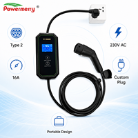 Chargeur EV portable 3,5 kW 16A Type 2 230Vac monophasé, courant réglable, RCD, écran LCD, avec câble de 5 m pour une utilisation à domicile ou au garage