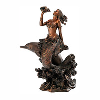 Sculpture de fontaine en bronze sirène et dauphin en métal personnalisé grandeur nature décoration de jardin coulée en laiton Statue de mer