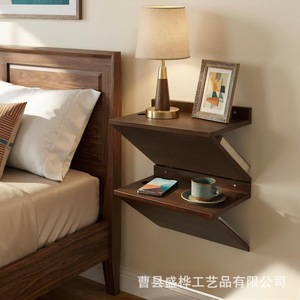 <b>Wall</b> <b>Mounted</b> Wooden <b>Shelf</b> Rectangle 2 Tier Durable Storage Rack For Books Stationery Home Organization - Product Image 3