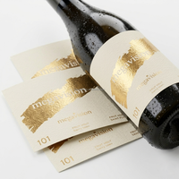 Étiquettes personnalisées de luxe pour bouteilles de champagne, de vin et de liqueurs, impression UV, papier texturé avec dorure à chaud