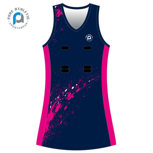 Uniformes de Netball de couleur rose et noire PURE Offre Spéciale pour la conception de robe féminine avec bavoirs - Product Image 4