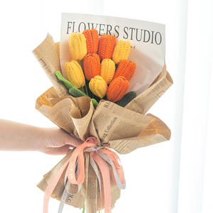 Finished <strong>Handmade</strong> <strong>Knitted</strong> Tulip Artificial <strong>Flower</strong> <strong>Handmade</strong> <strong>Flower</strong> Tulip Bouquet DIY Yarn <strong>Knitted</strong> <strong>Crochet</strong> Bouquet - Product Image 4