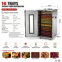 SUNMAX 16-bakjes industriële fruit- en groente elektrische voedseldroger met 1 jaar garantie, aanbieding