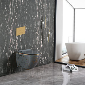 Inodoro de Pared de Cerámica Moderno, Sin Borde, Color Gris Dorado de Lujo, Fácil de Limpiar, Ahorra Espacio - Product Image 5