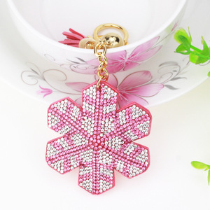 Glitter Bling Tassel Snowflake Keychain Fashion Ornaments Car Key Chain Bag Charm Pendant Crystal Rhinestone Kerying Accessories