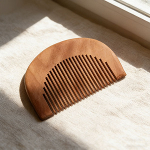 Peach Wood Fine Tooth Comb Large Portable Travel Hair Comb - Product Image 4