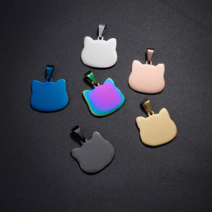 Ciondolo a Forma di Gatto in Acciaio Inossidabile, Charm a Testa di Gatto, Targhetta Promozionale in Metallo per Nome, ID e Indirizzo - Product Image 3