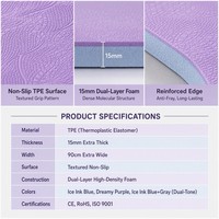 Tapete de Yoga TPE de 15 mm, Extra Grueso y Ancho (90 cm), Antideslizante, para Ejercicio, Fitness, Gimnasio, Ecológico, Amortiguador, Absorción de Impactos, Personalizado, Venta al Por Mayor