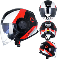 Casque de moto demi-coque LS2 OF570 authentique certifié ECE/DOT, casque d'été pour homme à double visière, casque trois-quarts rétro pour moto électrique