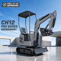 Mini-excavatrice sur chenilles CH-12 de 1 tonne, moteur diesel de 7,5 kW pour vergers, serres et travaux de terrassement