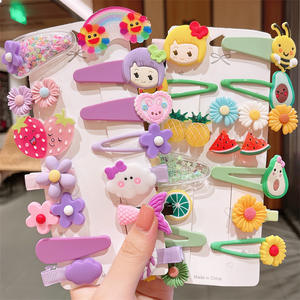 Ensemble de 14 barrettes et pinces à <span class=keywords><strong>cheveux</strong></span> pour enfants, motif de dessin animé, tissu et plastique, 18 cm - Product Image 5