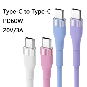 Cable de Datos Tipo-<span class=keywords><strong>C</strong></span> a <span class=keywords><strong>C</strong></span> de Silicona Suave PD60W 20V/3A, Opciones de <span class=keywords><strong>50</strong></span>, 120 y 200 <span class=keywords><strong>cm</strong></span> para Teléfono Móvil, Auriculares y Altavoces - Product Image 3