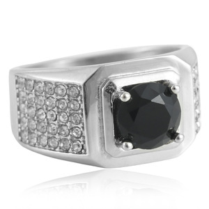 Women's Titanium Steel <b>Ring</b> With Green Gemstone And <b>Diamond</b> Accents Geometric Design Everyday Wear 210168 - Product Image 5