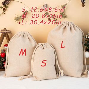Bolsa de Regalo Navideña Personalizada Ecológica y Duradera para Niños, Saco de Santa Personalizado, Bolsa de Lino y Algodón con Cordón para Fiestas Familiares - Product Image 6