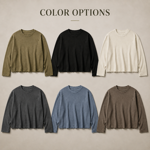 Maglietta da Uomo 100% Cotone, Manica Lunga, Oversize, alla <span class=keywords><strong>Moda</strong></span>, ACB, Tinta Unita, Sottile - Product Image 2