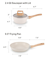 Ensemble de 21 ustensiles de cuisine en céramique blanche avec revêtement antiadhésif, casseroles et poêles compatibles avec l'induction, lavables au lave-vaisselle, écologiques